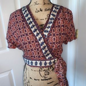 Cropped Patterned Backless Tie shirt